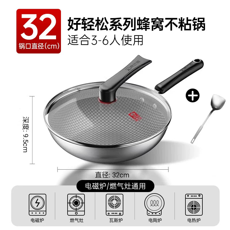 Kangbach wok yapışmayan məişət paslanmayan poladdan wok induksiya sobası qaz sobası xüsusi rəsmi flaqman mağaza qazanı
