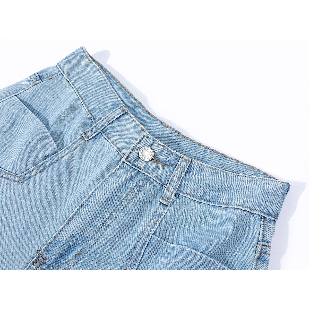 Chalisa Açıq Rəngli Denim Cins Şalvar Qadın Yay İncə Koreya Üslubunda Unikal Dizayn Arıqladıcı Boş Gündəlik Geniş Ayaqlı Şalvar