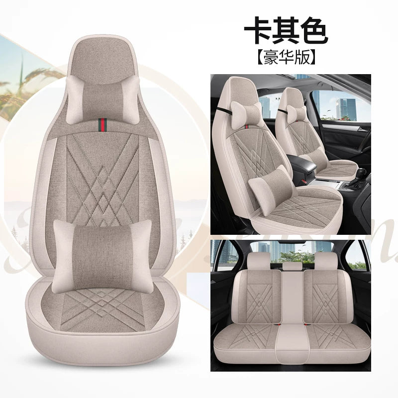2021/2022 Geely Emgrand S Car Seat Covers, All-Season Fully Padded Linen Seat Cushions, Breathable Fabric Seat Covers