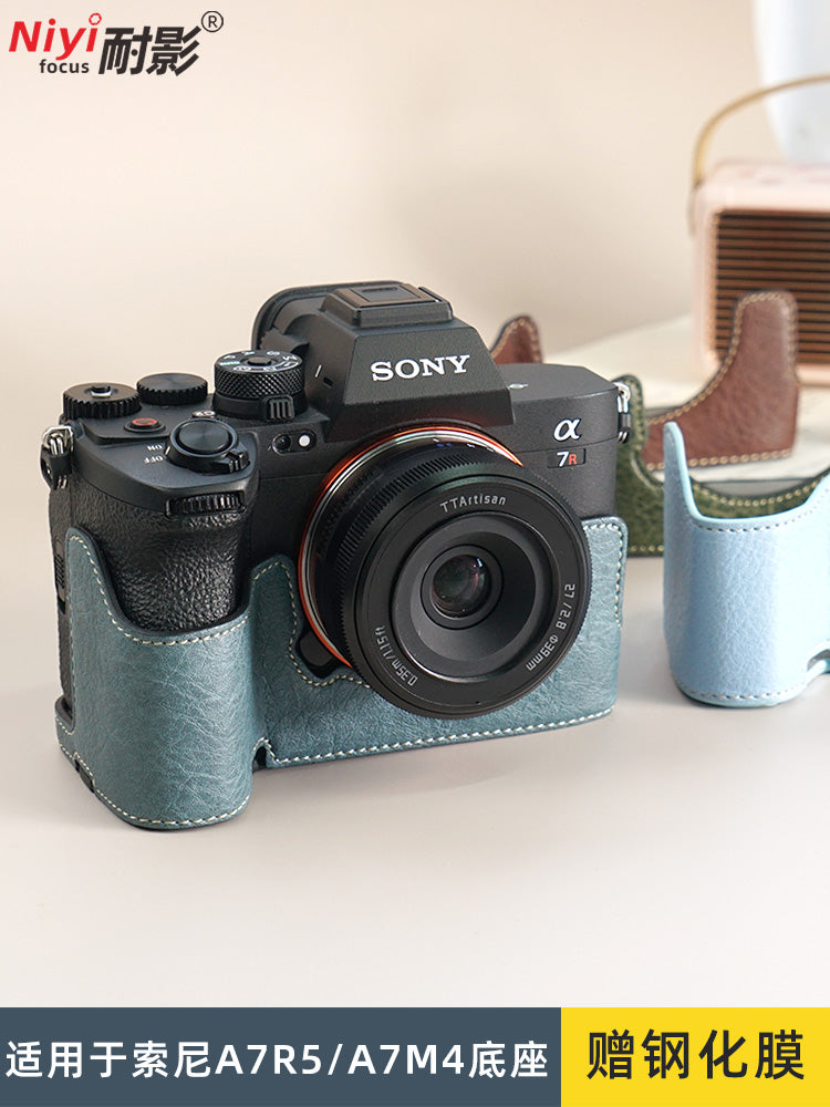 Sony A7M4/A7R5 A7M5 üçün uyğundur yarım dəst baza A7C2/A7CR kamera çantası dəri çanta çiyin qayışı əl qayışı bilək qayışı ZVE10/a7c2 birinci və ikinci nəsil kamera qutusu