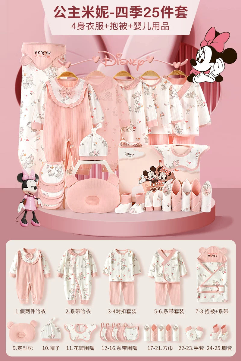 Qız uşaqları üçün Disney körpə geyimləri hədiyyə qutusu dəsti, yeni doğulmuş körpələr və tam aylıq qeyd etmələr üçün yüksək səviyyəli bir hədiyyə.