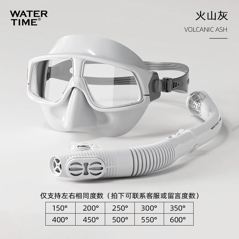WaterTime snorkeling maskası Sambo maskası sualtı dalğıc gözlükləri respirator miyopi üzgüçülük üçün avadanlıq dəsti