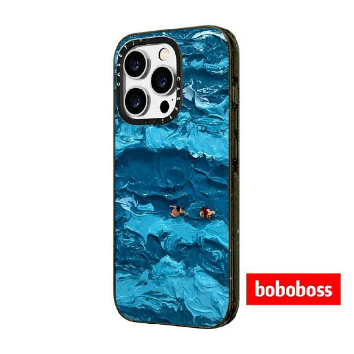 Zavoddan birbaşa! iPhone 17/16/15/14/13/Pro/Max üçün uyğun, yağlı boya üslubunda düşməyə davamlı maqnit telefon korpusu olan Ocean Wave MagSafe ilə rəssam əməkdaşlığı.