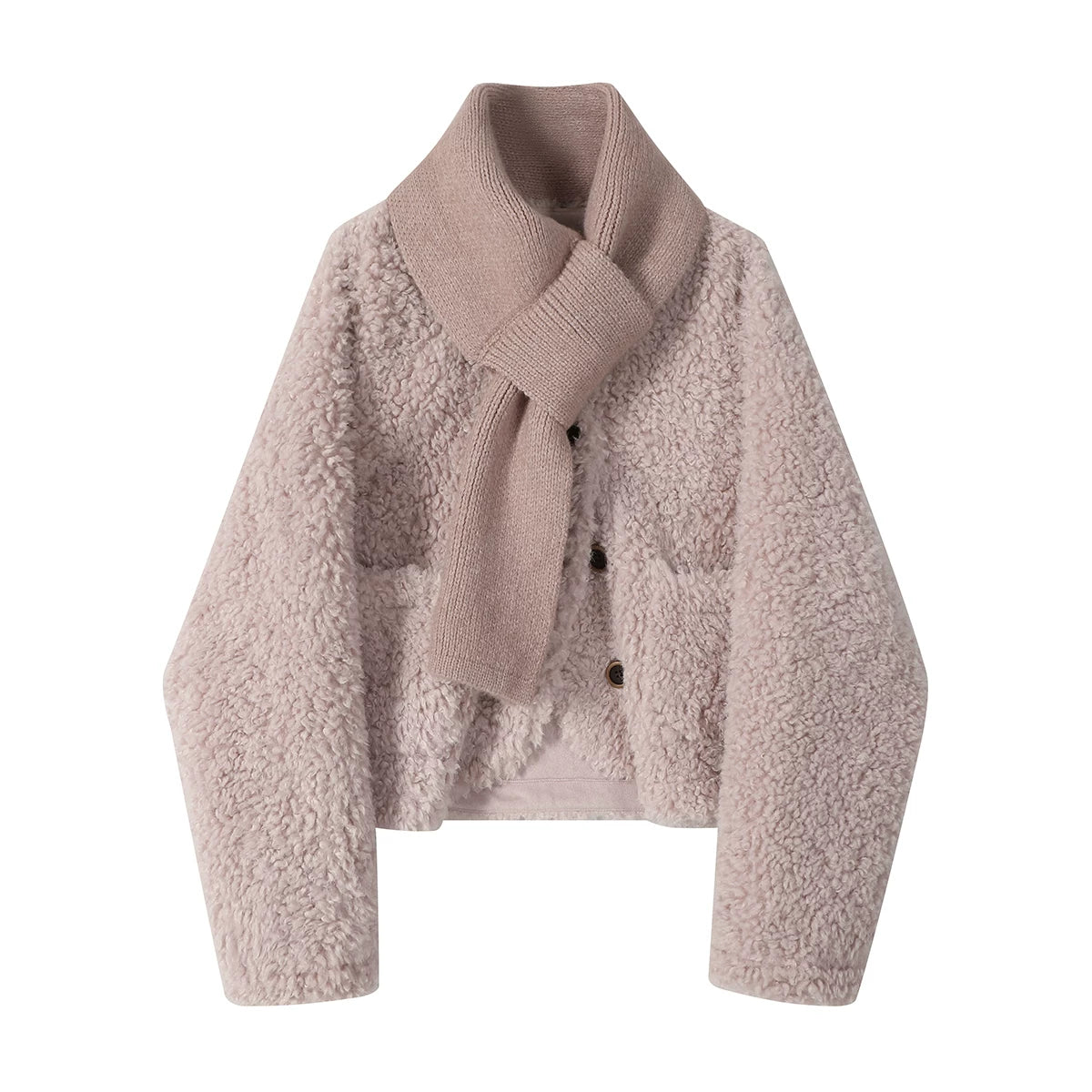 Cholisa qırxma paltosu, qadınlar üçün çox şirin qalın palto, payız və qış, dəbli, gənc və şık yun astarlı top