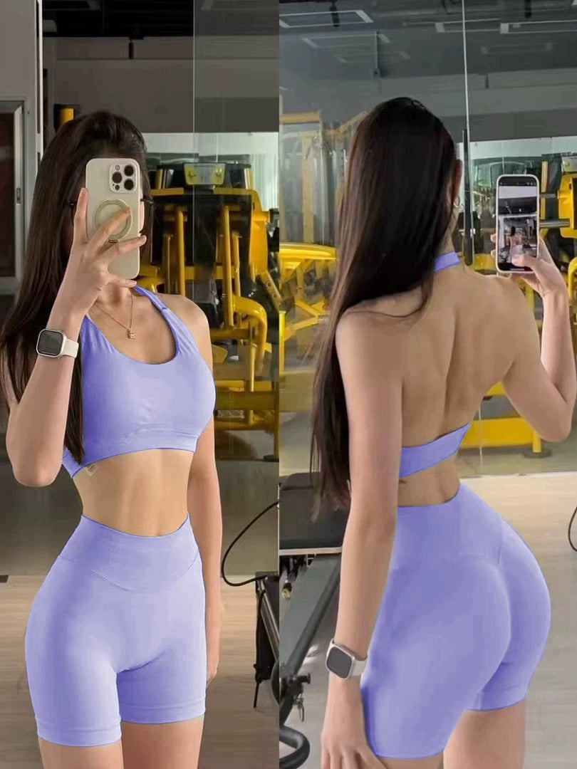 Halterneck gözəl arxa idman büstqalter fitness şaftalı butt lift Pilates push-up yoqa jilet idman bra