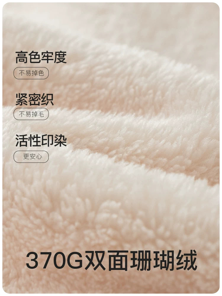 Körpə qış isti xalat, körpə pijamaları, oğlan və qızlar üçün yun astarlı, qalınlaşdırılmış uşaq mərcan yun ev xalat pijamaları