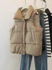 Qadınlar üçün Plus Ölçülü Qalın Yaxalıqlı Moda Pambıq Jilet, Yeni Yaz Stilində, Arıqladıcı, Boş Koreya Stilində Qısa Gödəkçə