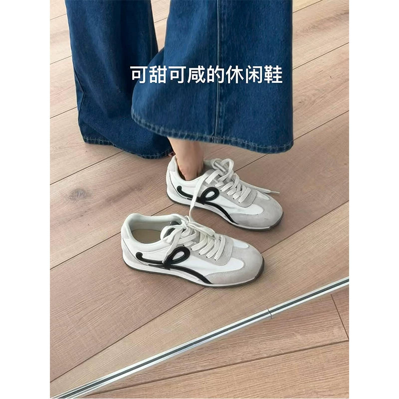 Qadınlar üçün möhtəşəm mavi platformalı Alman məşq ayaqqabıları, retro orijinal dəri, çoxfunksiyalı idman gündəlik ayaqqabıları, rəngli bağcıklı Cornetto ayaqqabıları.