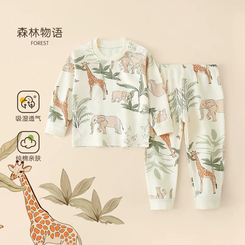 Körpə termal alt paltarı dəsti, təmiz pambıq, alt paltarı, qarın qoruyucusu, payız geyimləri, oğlan və qızlar üçün uzunqol pijamalar, uşaq ev geyimləri