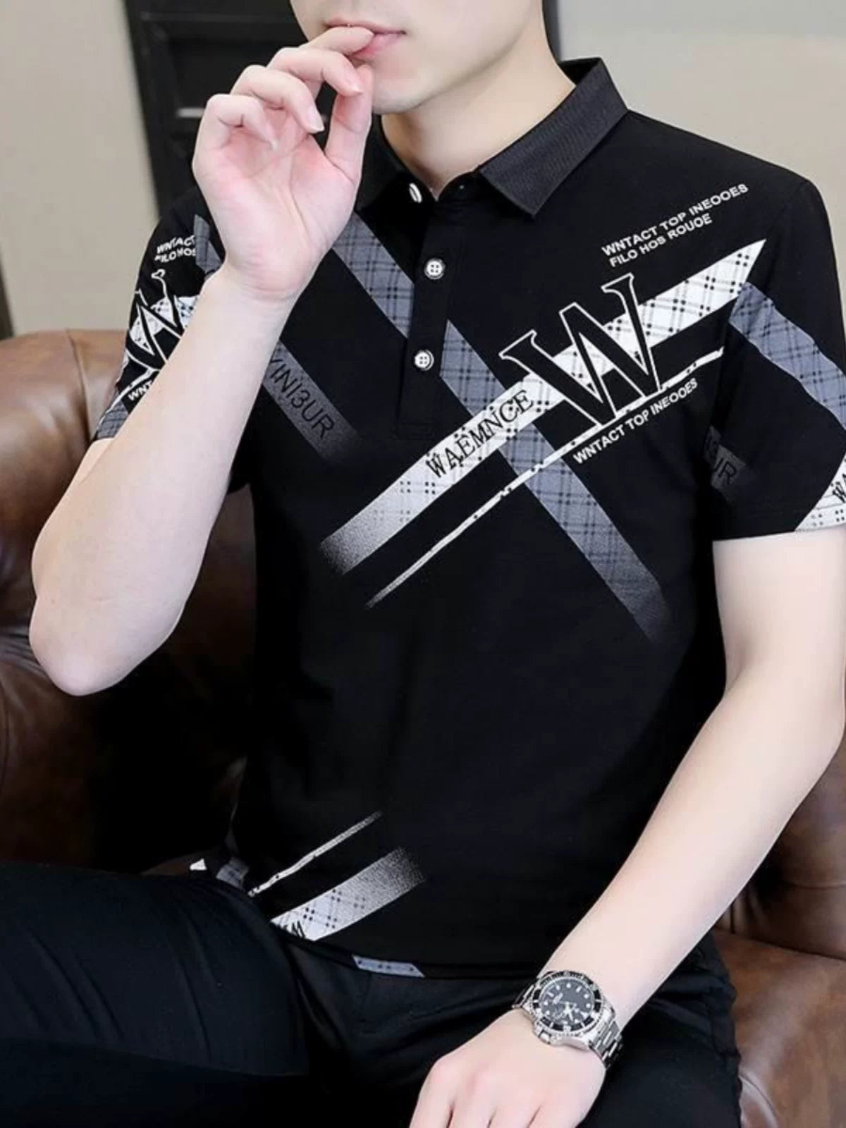 2026 Yay Yeni Kişi Pambıq Qısaqol T-Shirt Trendy Led POLO Köynək Kişi T-shirti Çaplı T-shirt Geyimi