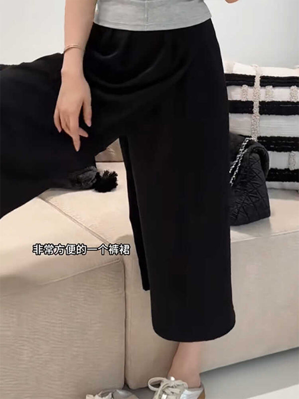 2026-cı ilin yayı üçün qadın üçün axıcı, yüngül midi ətək, böyük ölçüdə, boş formada, gündəlik, yüksək belli, qısa enli şalvar.