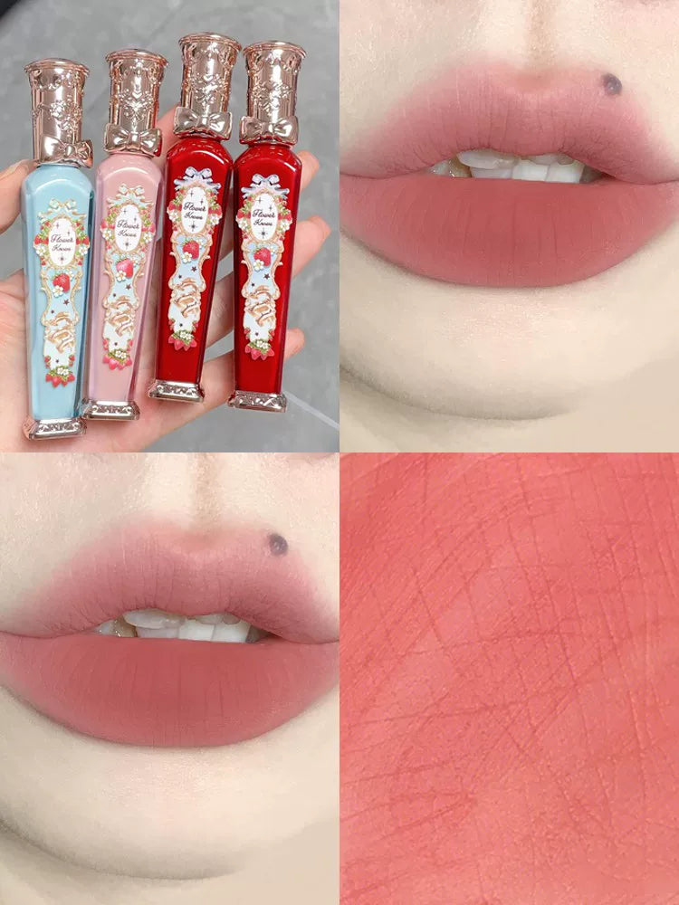 Flower Knows Çiyələk Rokoko Dodaq Kremi, Dodaq Boyası, Dodaq Palçığı, Payız/Qış Parlaqlaşdırıcı Dodaq Parıldadıcısı, Çılpaq Rənglər, Mat Məxmər Sonluq