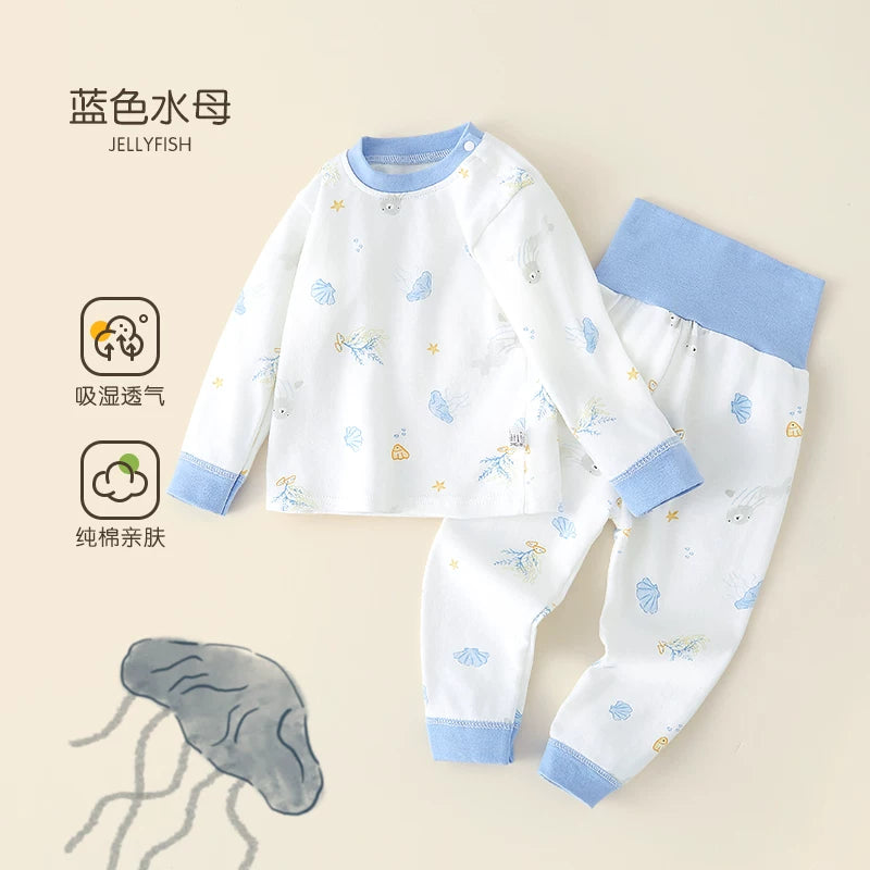 Körpə termal alt paltarı dəsti, təmiz pambıq, alt paltarı, qarın qoruyucusu, payız geyimləri, oğlan və qızlar üçün uzunqol pijamalar, uşaq ev geyimləri