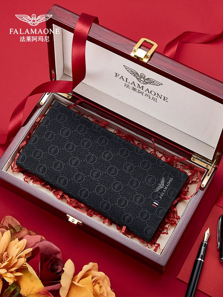 Falley Armani Kişi Uzun Cüzdanı - Ata, Ər, Ad Günü və ya Sevgili üçün Hədiyyə (Qixi Festivalı)