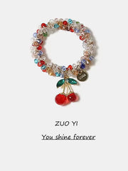 Koreya rhinestone rəngli kristal bilərzik ikili məqsədli saç bağı saç ipi ən yaxşı saç ipi albalı rezin bant at quyruğu başlığı qadınlar üçün