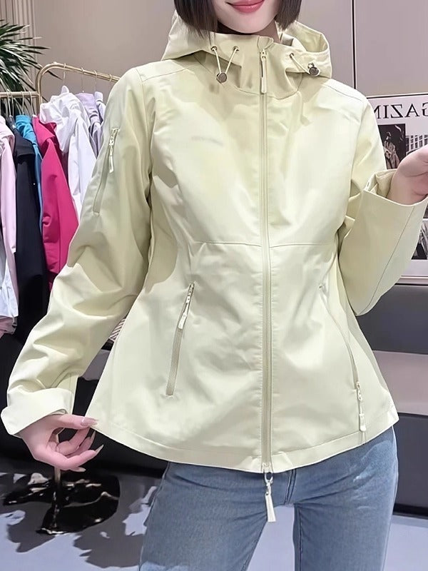 Qadınlar üçün Windbreaker gödəkçəsi, 2026-cı ilin yaz yeni modası, böyük ölçü, incə forma, iş geyimləri üçün kapşonlu gödəkçə