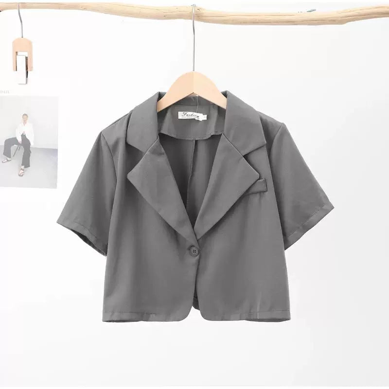 Ofis Qadın Geyimləri 2024 Qısa Qollu Blazerlər İncə Qollu