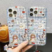 eyekey·ins Apple 17promax mobil telefon qutusu üçün uyğundur iphone16 əyləncəli cizgi filmi mavi plaid puppy 15 zəncirli 14 yeni stil 13 kişi və qadınlar 17 düşməyə qarşı 16pro qoruyucu örtük