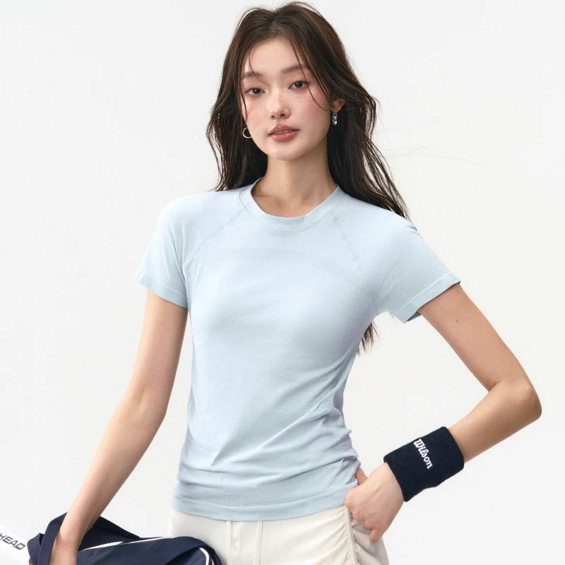 Ağır Atletika Fairy Yeni Tez Quruyan Yoqa Geyimi Qısaqol Qadın Açıq Havada Qaçış İdman Üstü Peşəkar Təlim Fitnes T-shirti