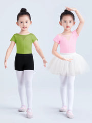 Uşaq rəqs paltarları, gimnastika paltarları, qızlar üçün yay qısaqol rəqs kostyumları, balet bədən tərbiyəsi paltarları, Çin rəqs paltarları