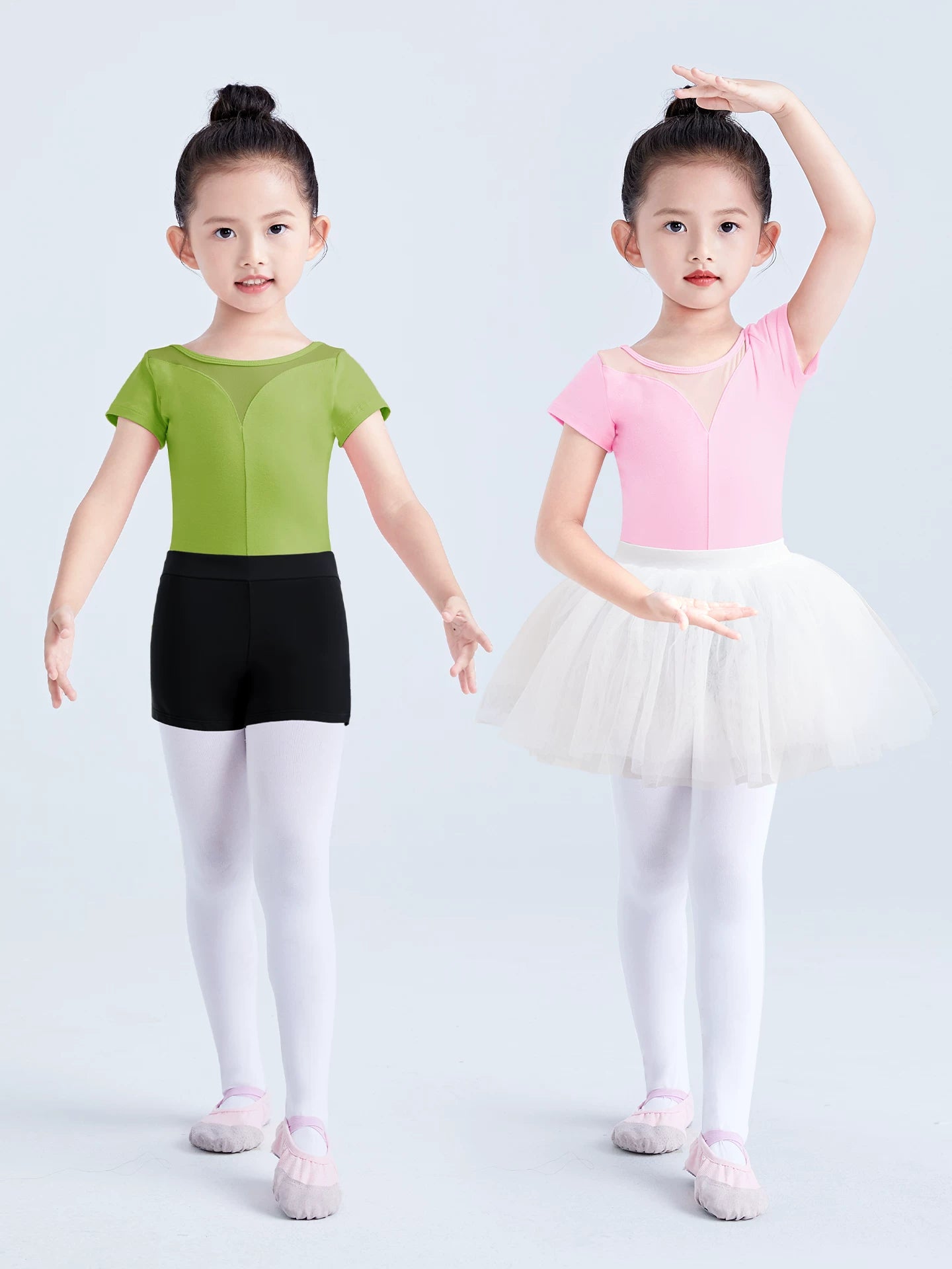 Uşaq rəqs paltarları, gimnastika paltarları, qızlar üçün yay qısaqol rəqs kostyumları, balet bədən tərbiyəsi paltarları, Çin rəqs paltarları