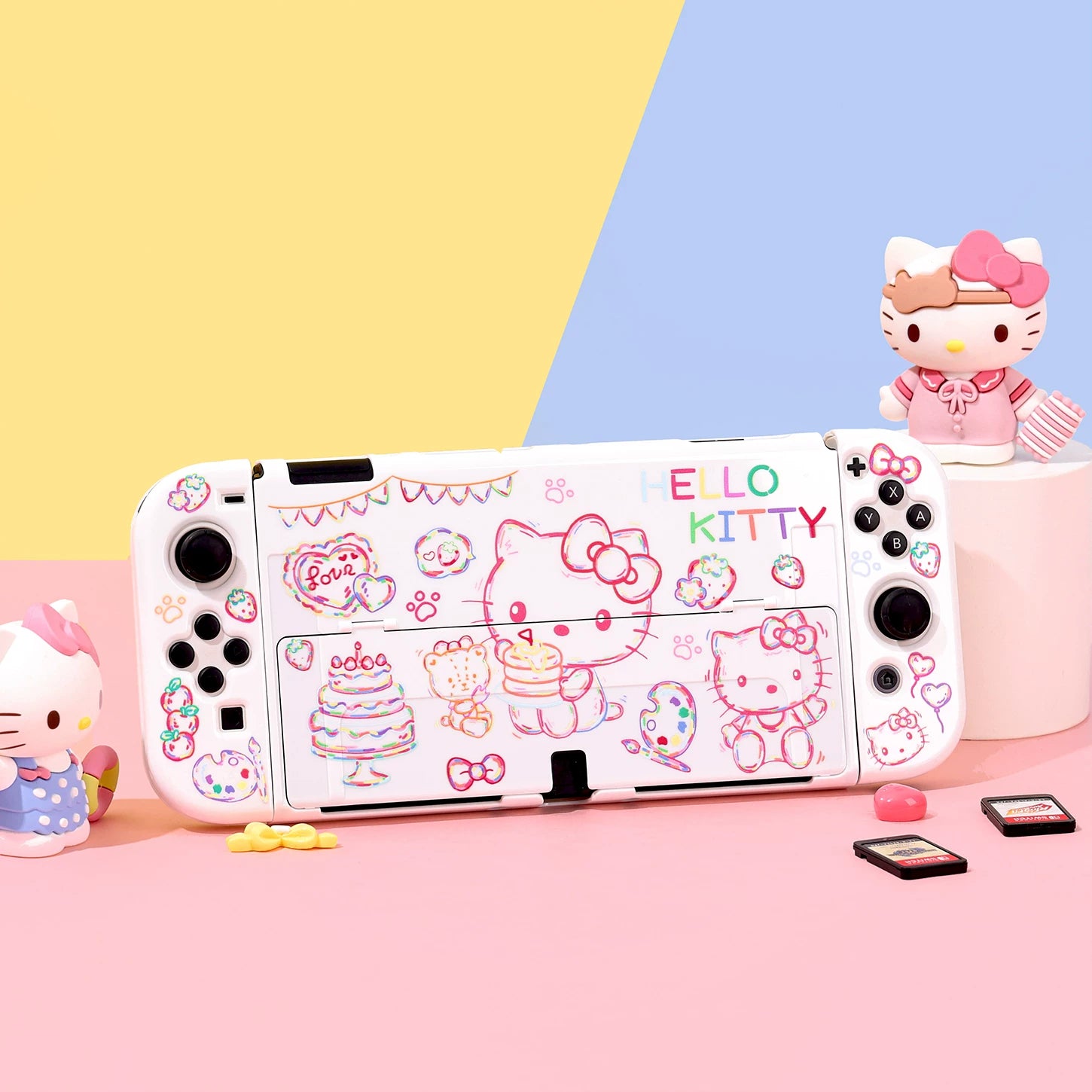 SWITCH OLED qoruyucu qutu qraffiti pişik pişiyi sevimli ağ sərt qabıqlı Switch2 qoruyucu qutu baza qutusu