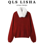 Cholisa-dan payız və qış üçün mükəmməl olan, çoxfunksiyalı qırmızı Milad sviteri, çox şirin və unikal qalın toxunma sviter.