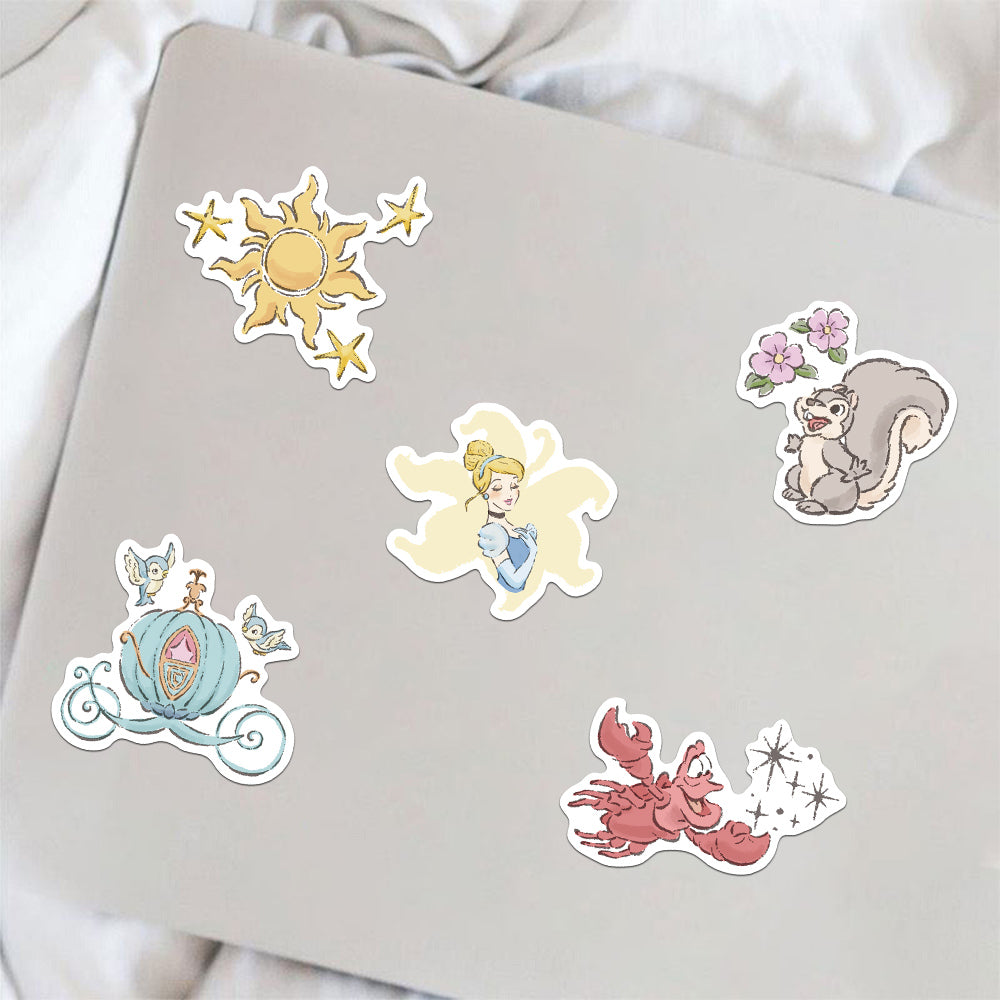 [Disney tərəfindən rəsmi olaraq icazə verilmişdir] 50 Disney Princess təzə stil kobrendli stikerlər sevimli cizgi filmi qraffiti yaradıcı dekorativ çamadan mobil telefon kompüteri suya davamlı stikerlər