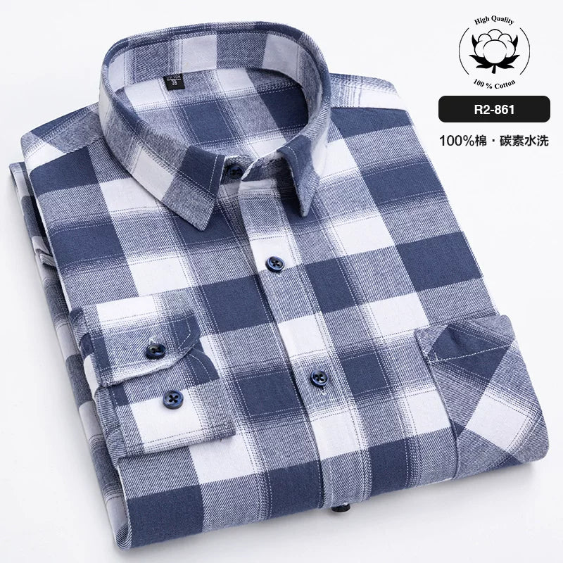 Paul 100% Pambıq Kişilər üçün Fırçalanmış Uzunqol Köynək, Gənc və Orta Yaşlı Kişilər üçün Gündəlik Pambıq Dama-dama Köynək, Böyük Ölçülü Kişi Geyimləri