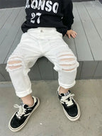 2023 Uşaq Oğlanlar Cins Şalvarları Moda Geyimləri Gündəlik Şalvar Denim Clot