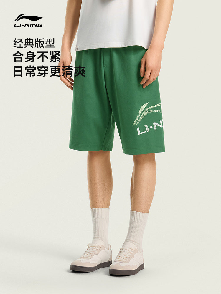 Li Ning Buz İpək Şort Kişi 2026 Yeni Şort Kişi Yay Antibakterial Təsadüfi Şort Retro Qara İdman Şortu