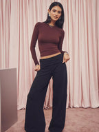 Avstraliya S-brendli SK*M dupe! Qadınlar üçün düz rəngli, tikişsiz, uzanan uzunqol köynək, seksual üslublu top, ixrac keyfiyyəti.