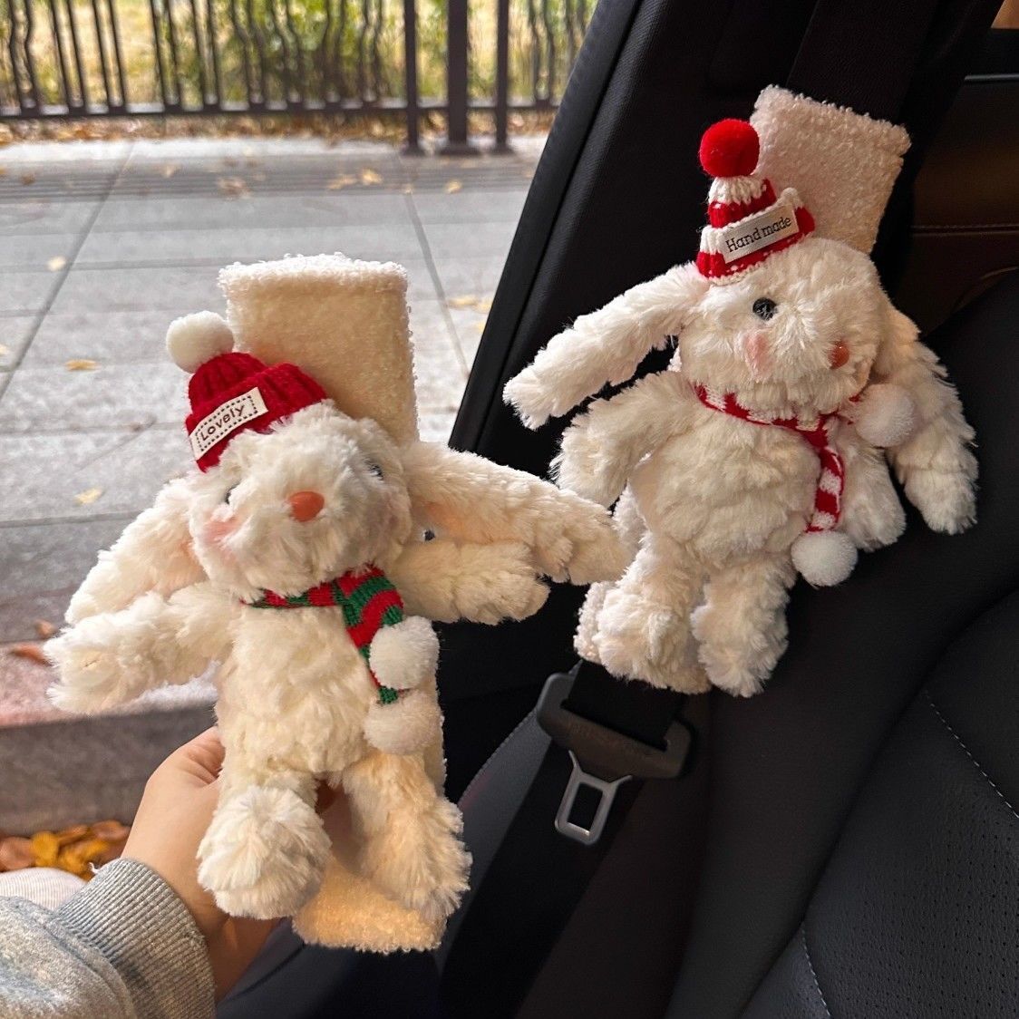 Şirin, sallaq qulaqlı dovşan peluş avtomobil təhlükəsizlik kəməri, boğulma əleyhinə açarlıq asqısı Milad hədiyyə bəzəyi