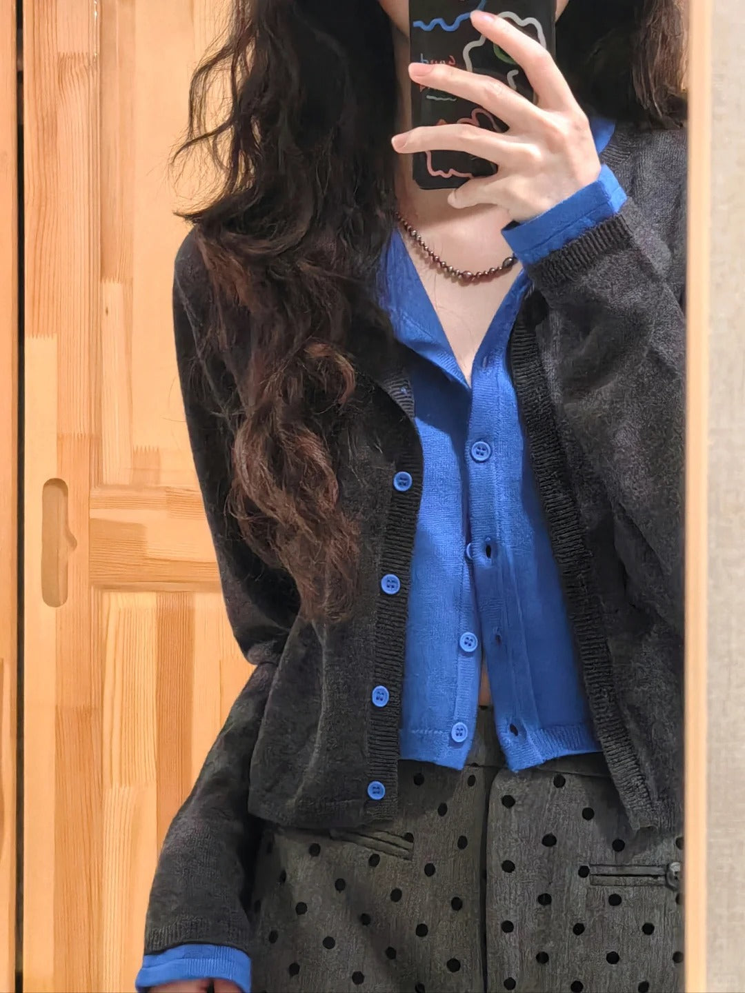 [Düzgün Versiya] Qadınlar üçün rəngli süni iki hissəli toxunma sviter, payız üslubunda, rahat və yumşaq hırka, retro uzunqol köynək