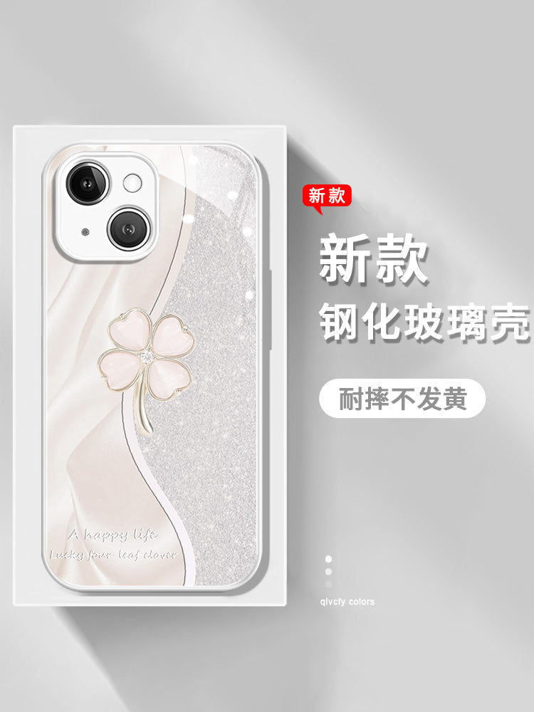 Apple 13 mobil telefon qutusu üçün uyğun dördyarpaqlı yonca forması iphone13pro yeni qadın hər şey daxil 14 payız əleyhinə 15plus yüksək səviyyəli sensasiya 16promax kreativ 12 qadın modeli 11 isti model 2025 qoruyucu örtük