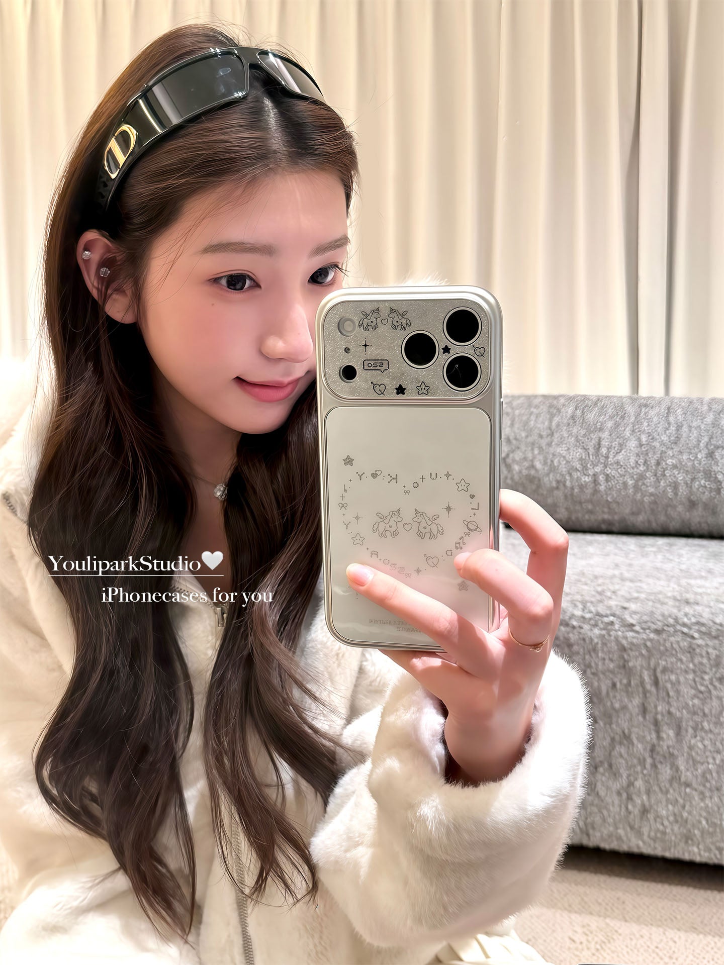 Yuri Park ins sevimli parıldayan sevgi xətləri graffiti mələk pony 17 17pro Apple 17ProMax mobil telefon qutusu iPhone16 hər şey daxil 14 yeni 16Promax qoruyucu örtük