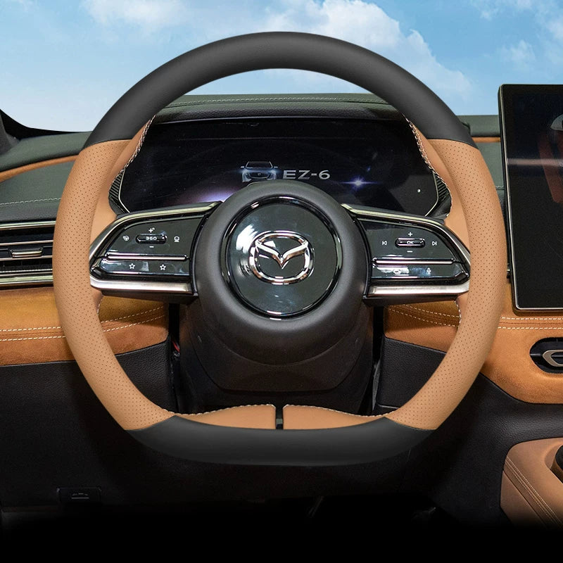Ultra-thin, non-slip, sweat-resistant steering wheel cover for the 2024 Mazda EZ6, suitable for all seasons.