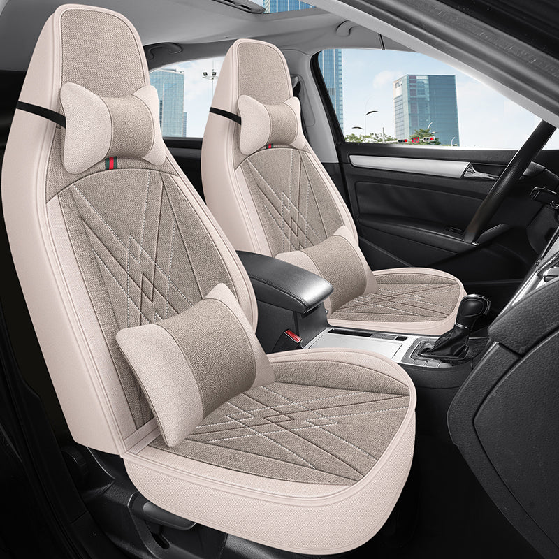 2021/2022 Geely Emgrand S Car Seat Covers, All-Season Fully Padded Linen Seat Cushions, Breathable Fabric Seat Covers