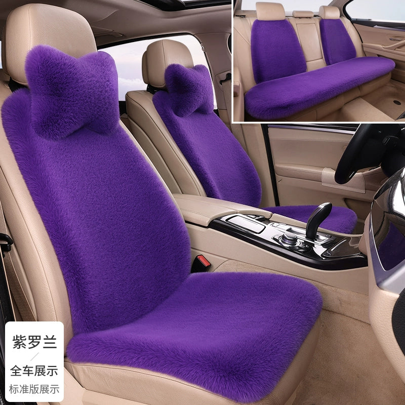 Avtomobil Oturacaq Yastığı Qış Doldurulmuş İstilik Texniki Qalınlaşmış Tək Oturacaq Arxa Sıra Sürüşməyən Tək Parça Üç Parçalı Dəst Neytral Yün Yastıq Dovşan Xəzi İmitasiya