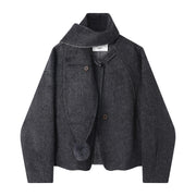 Chola Lisa Qadınlar üçün Yüksək Uclu İkitərəfli Yun Palto, Payız və Qış, Qısa, Qalın, Super Gözəl, Unikal və Gözəl Yun Palto