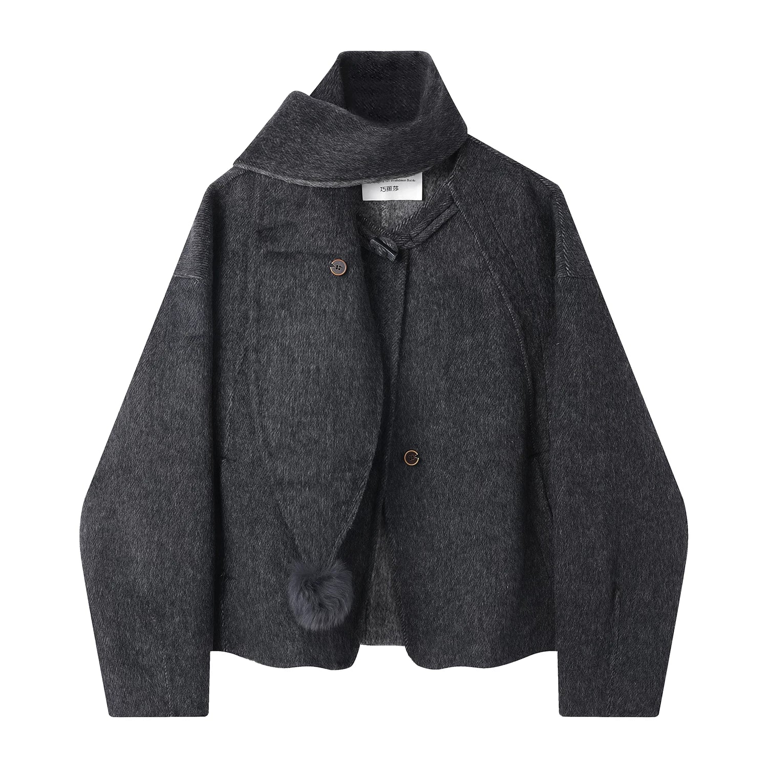 Cholisa-nın çox şirin qalın yun paltosu, zərif, şık və gənc sarı rəngli ikiüzlü yun top.