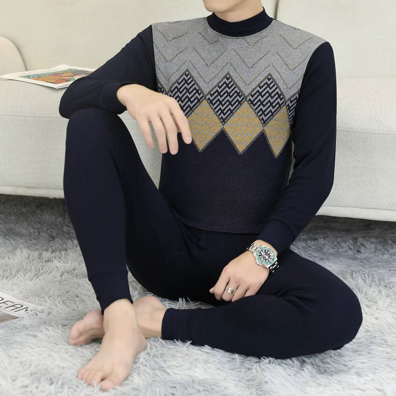 Kişilər üçün 100% Pambıqdan Payız və Qış üçün Termal Alt Geyim Dəsti, Sincan Təmiz Pambıqdan Əsaslı Köynək, Dəyirmi Yaxalıq, Jakarlı Termal Alt Geyim, Dəbli Kişi Geyimləri