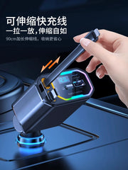 Apple Avtomobil Siqaret Çakmak Adapteri üçün 1-dən 3-ə qədər bağlayıcı ilə Alman 120W Super Sürətli Avtomobil Şarj Kabeli