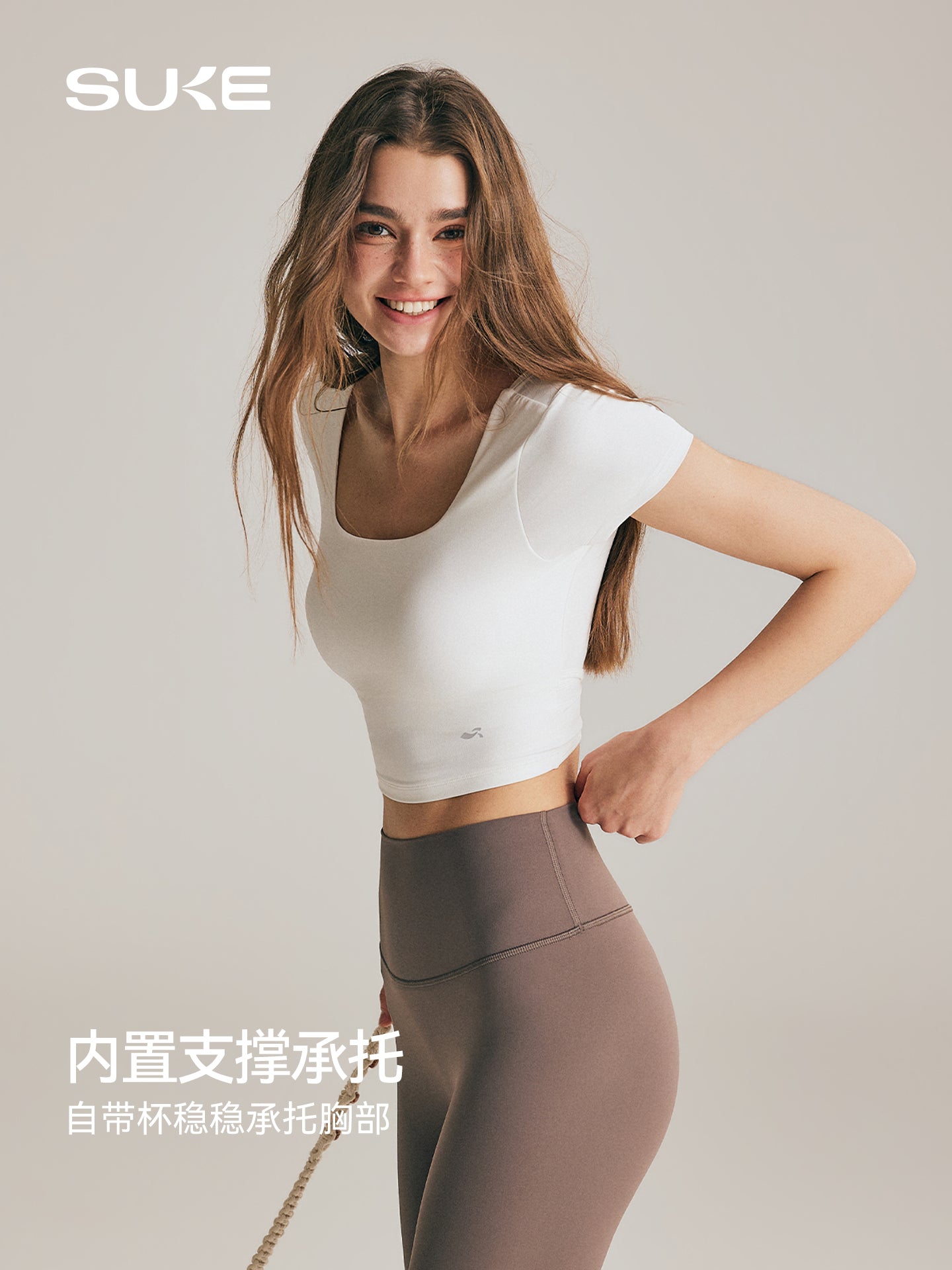SUKE cross beauty bel idman qısaqol qadın belini arıqlayan və arıqlayan yoqa köynəyi yay Pilates fitnes köynəyi döş yastığı ilə