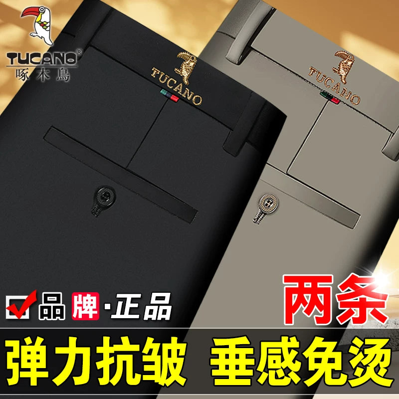 Woodpecker 2025 Yeni Kişi Gündəlik Şalvarı, Qış Yun Astarlı Qalın Şalvar, Düz Ayaqlı Boş Uzun Şalvar, Orta Yaşlılar üçün Don Şalvarı