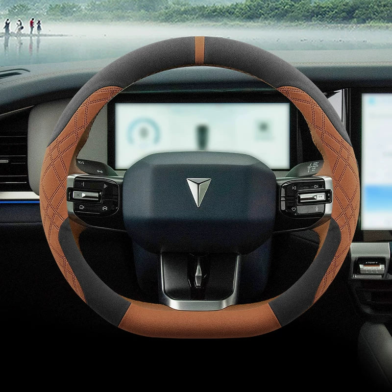 2024/2025 Changan G318 Tünd Mavi Sükan Üzlüyü, Ultra nazik Zamşa, Sürüşməyən, Tər udma qabiliyyətinə malik, Qış İstifadəsi üçün uyğundur