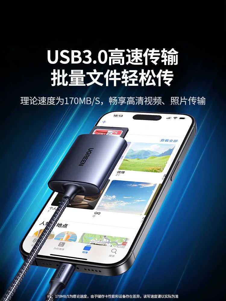 Greenlink kart oxuyucusu SD/TF yaddaş kartı hamısı bir yerdə USB3.0 yüksək sürətli oxu DJI Canon kamera CCD Apple 17 tipli mobil telefon kompüter yaddaş kartı xarici kart çeviricisi
