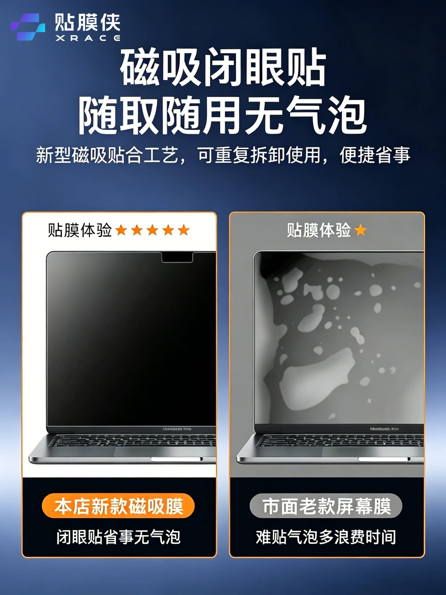 [Örtüyü zədələmir] Apple macbookpro ekranı üçün uyğundur maqnit filmi macbookair notebook 2026 film m5m4m3m2 kompüter 13 qoruyucu film 16macpro14 film 15 düym