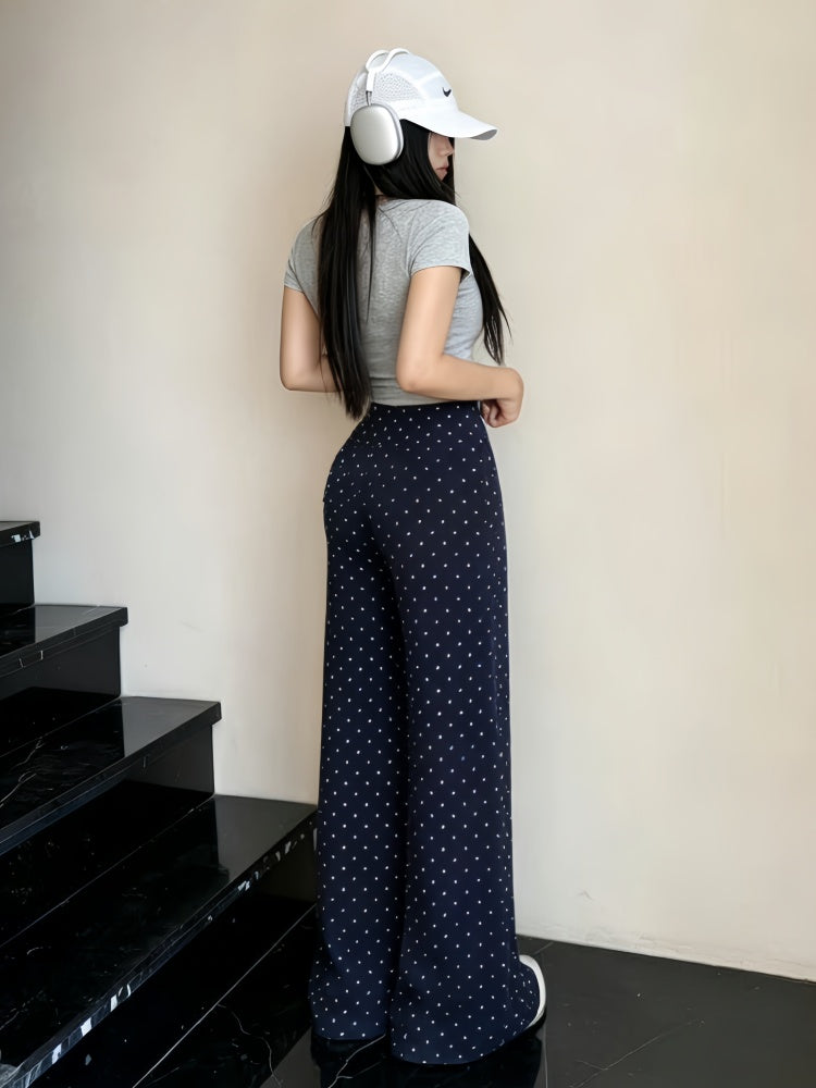 Latte Girl Koreya Üz Maskası Polka Dot Drape Şalvar Düz Gündəlik Şalvar Butt Lift Fitness Arıqlama Gündəlik İdman Şalvarları