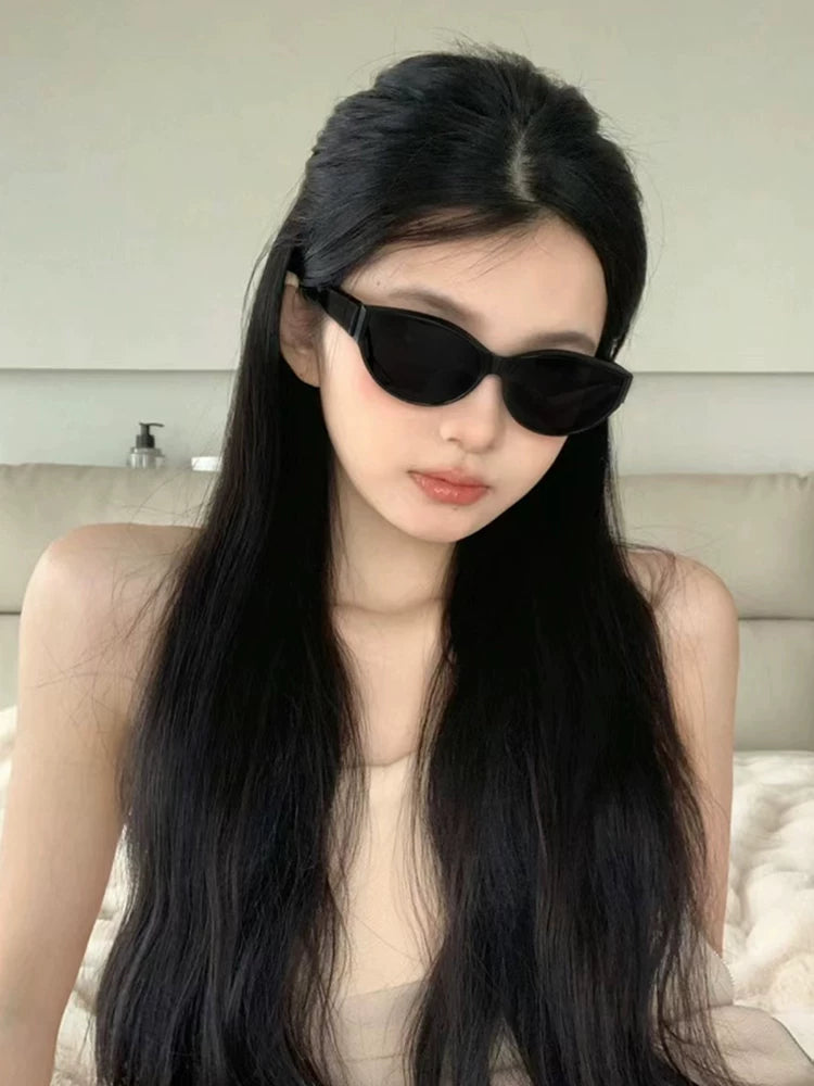 Jennie'nin eyni üslublu qadınlar üçün günəş eynəyi retro hottie pişik gözü kiçik çərçivə gm eynək polarize anti-UV günəş eynəyi kiçik üz - 3